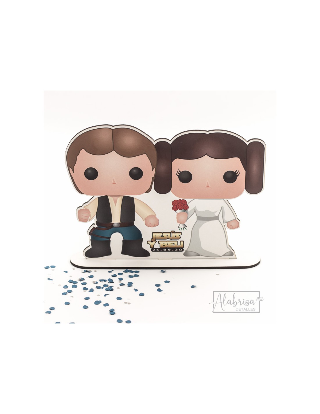 consumirse espacio Virgen Topper Personalizado con Muñecos Star Wars para Tarta de Boda.