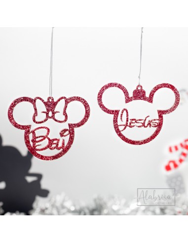 Bolas de navidad Mickey y Minnie en metacrilato