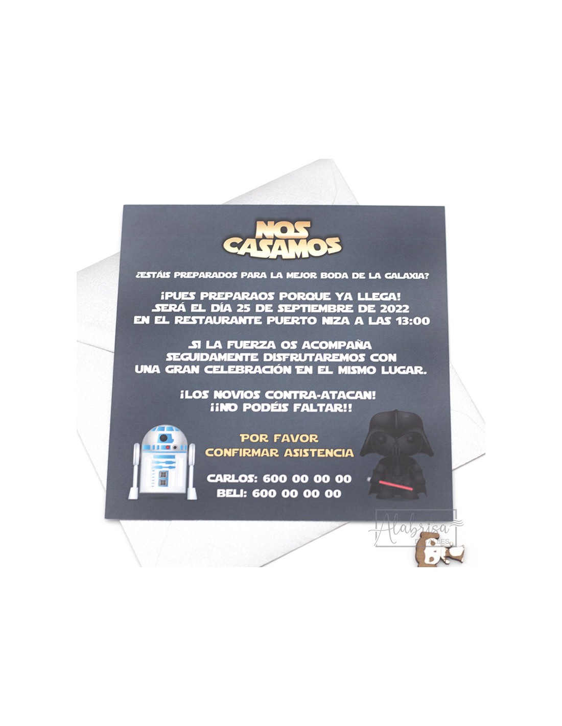 Invitación Star Wars novios frikis - ALABRISA