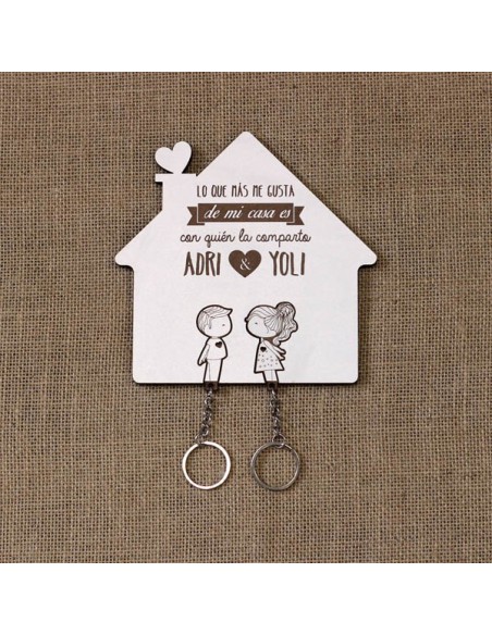 Casita Cuelga Llaves Personalizada con dos Llaveros