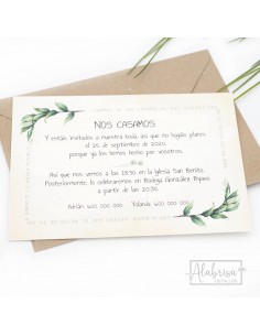 Invitación Boda Natural Hojas 2