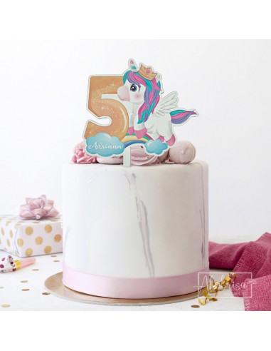 Topper Personalizado Unicornio Para Tartas - ALABRISA detalles