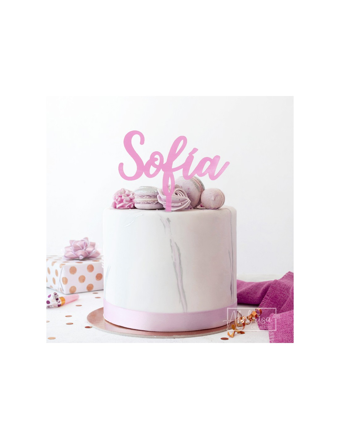 Topper personalizado de metacrilato para tarta