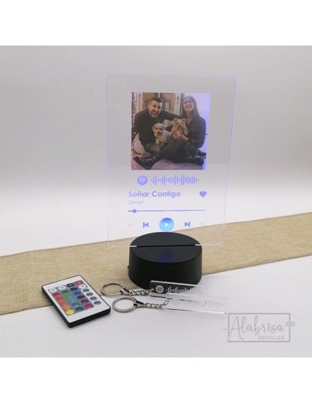 Purple Print - Placa spotify con base de luz led Personalizada