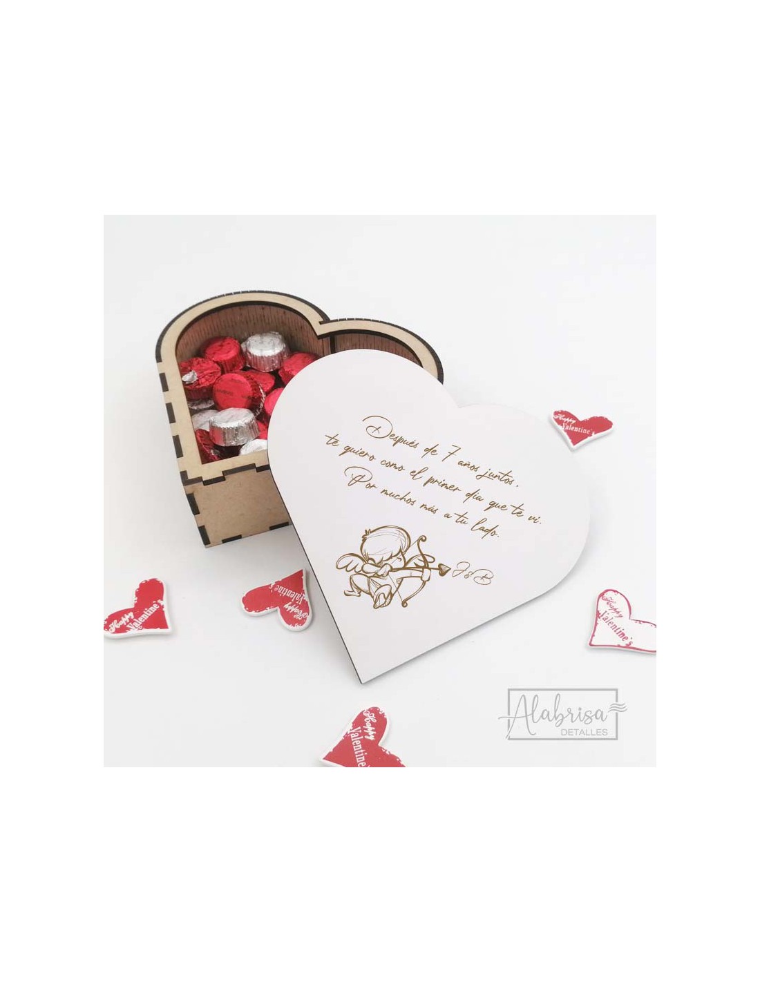 Caja Corazón con Tapa Blanca Personalizada - ALABRISA detalles