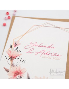 Invitación Boda Floral Rosada