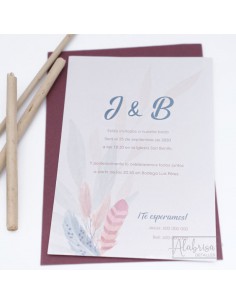 Invitación Boda Plumas